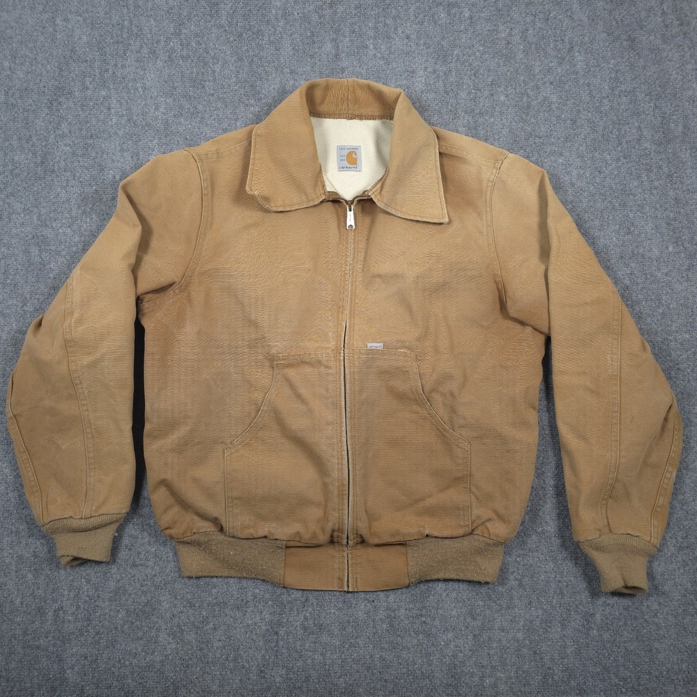 VTG 80s Carhartt Jacket Mens XLT Brown Work Chore JR106 Thermal Lined USA